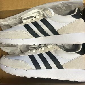 adidas White and Black Suede Sneakers. Men size 10.5. Run 60s 2.0.  Worn once.